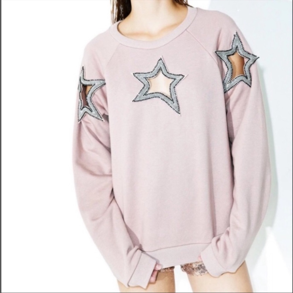 Rehab Pink Star Cutout Sweatshirt